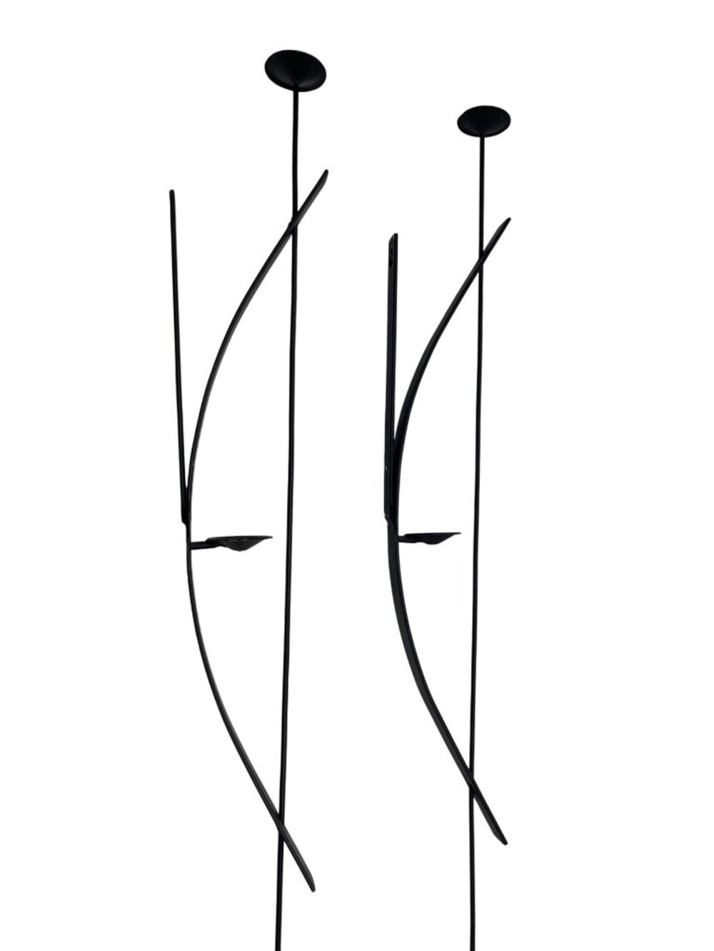 Handcrafted Black Metal Wall Candle Holders - Modern Design Set Of 2 23 Inches